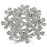 9W143 - Rhodium Brass Ring with AAA Grade CZ in Clear