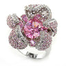 80316 - Rhodium Brass Ring with AAA Grade CZ in Rose