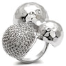 0W121 - Rhodium Brass Ring with AAA Grade CZ in Clear