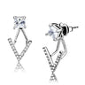DA292 - High polished (no plating) Stainless Steel Earrings with AAA Grade CZ in Clear