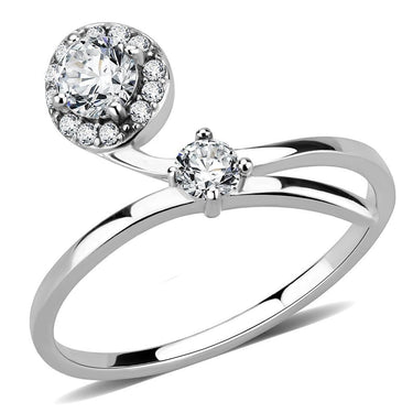 DA260 - High polished (no plating) Stainless Steel Ring with AAA Grade CZ in Clear