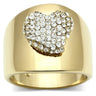 GL293 - IP Gold(Ion Plating) Brass Ring with Top Grade Crystal in Clear
