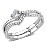 DA350 - High polished (no plating) Stainless Steel Ring with AAA Grade CZ in Clear