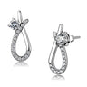 DA196 - High polished (no plating) Stainless Steel Earrings with AAA Grade CZ in Clear
