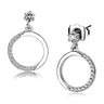 DA180 - High polished (no plating) Stainless Steel Earrings with AAA Grade CZ in Clear
