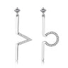 DA191 - High polished (no plating) Stainless Steel Earrings with AAA Grade CZ in Clear