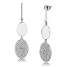 DA193 - High polished (no plating) Stainless Steel Earrings with AAA Grade CZ in Clear