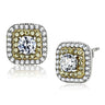 DA220 - Two-Tone IP Gold (Ion Plating) Stainless Steel Earrings with AAA Grade CZ in Clear