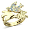GL277 - IP Gold(Ion Plating) Brass Ring with Top Grade Crystal in Multi Color