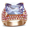 GL230 - IP Rose Gold(Ion Plating) Brass Ring with AAA Grade CZ in Light Amethyst