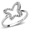 DA241 - High polished (no plating) Stainless Steel Ring with AAA Grade CZ in Clear