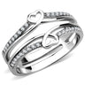 DA242 - High polished (no plating) Stainless Steel Ring with AAA Grade CZ in Clear