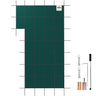 Inground Pool Safety Cover, 18 ft x 34 ft Rectangular Winter Pool Cover with Left Step, Triple Stitched, High Strength Mesh PP Material, Good Rain Permeability, Installation Hardware Included