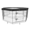 Dog Playpen, 8 Panels Foldable Metal Dog Exercise Pen with Top Cover, 24" H Pet Fence Puppy Crate Kennel with Ground Stakes, Indoor Outdoor Dog Pen for Small Medium Pets, for Camping, Yard