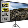 Tripod Projector Screen with Stand 110inch 16:9 4K HD Projection Screen Stand Wrinkle-Free Height Adjustable Portable Screen for Projector Indoor & Outdoor for Movie, Home Cinema, Gaming, Office