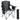 Camping Folding Chair for Adults, Portable Heavy Duty Outdoor Quad Lumbar Back Padded Arm Chairs with Side Pockets, Cup Holder and Cooler Bag for Beach, Lawn, Picnic, Fishing, Backpacking, Black