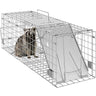 Live Animal Cage Trap, 24" x 8" x 8" Humane Cat Trap Galvanized Iron, Folding Animal Trap with Handle for Rabbits, Stray Cats, Squirrels, Raccoons, Groundhogs and Opossums