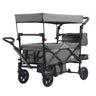 Wagon Stroller for 2 Kids, Push Pull Quad Collapsible Stroller with Adjustable Handle, Encircling Harness Removable Canopy, 4 Wheels w/ Brakes, Mutifunction Tandem Stroller for Camping Dark Grey