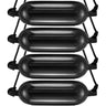 Boat Fenders, 6.5" x 23" Boat Bumpers for Docking, Inflatable Ribbed Fender with Center Holes, Marine Boat Dock Fender Bumper with Air Pump, 4 Needles and 4 Ropes and Storage Bag, Black