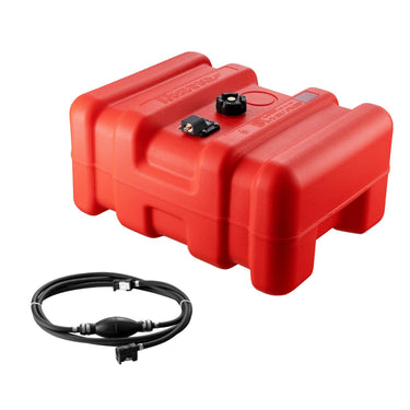Marine Fuel Tank, 14.53 Gallon/55L, Portable Boat Fuel Gas Tank for Outboard Engine Boats, Plastic Outboard Marine Boat Fuel Tank with Hose, Easy to Carry for Yacht, Fishing Boat, Deck Boat, Red