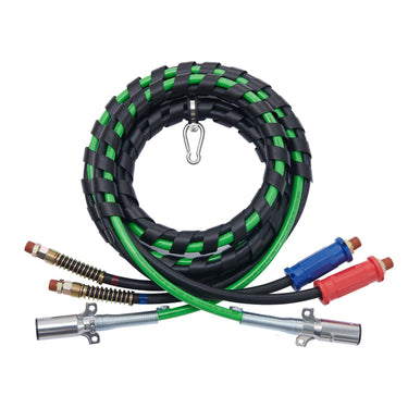 15FT Semi Truck Air Lines Kit with 2PCS Glad Hands, 3-in-1 Air Hoses & 7 Way ABS Electric Power Line, with 2PCS Gladhand Handles, 4PCS Seals and Tender Spring Kit for Semi Truck Trailer Tractor