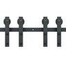 8FT Sliding Barn Door Hardware Kit, 330LBS Heavy Duty Barn Door Track Kit for Double Doors, Fit 3.7-4.3FT Total Wide and 1.3"-1.8" Thick 2 Door Panel, with Smooth & Silent Pulley (J Shape)