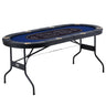 8 Player Foldable Poker Table, Blackjack Texas Holdem Poker Table with Padded Rails and Stainless Steel Cup Holders, Portable Folding Card Board Game Table, 72" Oval Casino Leisure Table, Blue