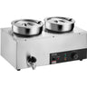 Electric Soup Warmer, Dual 7.4QT Stainless Steel Round Pot 86~185°F Adjustable Temp, 1200W Commercial Bain Marie with Anti-dry Burn and Reset Button, Soup Station for Restaurant, Buffet, Silver