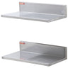 8.6" x 16" Stainless Steel Shelf, Wall Mounted Floating Shelving with Backsplash, 44 lbs Load Capacity Commercial Shelves, Heavy Duty Storage Rack for Restaurant, Bar, Home, and Hotel (2 Packs)