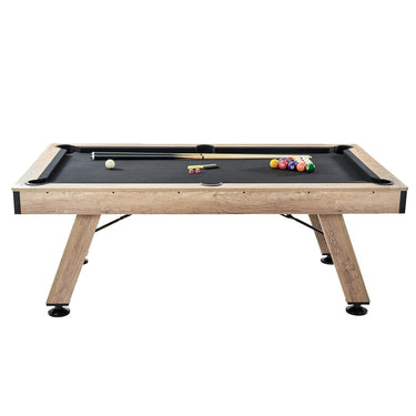 Billiards Table, 7 ft Pool Table, Adjust Legs Stable Billiards Table, Pool Table Set Includes Balls, Cues, Chalks and Brush, Wood Color with Black Cloth, Perfect for Family Game Room Kids Adults