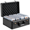 Graded Card Storage Box, 4 Slots, Graded Sports Cards Holder Carrying Case with Coded Lock Foam Dividers, for 120 PSA Graded Cards 84 BGS Cards 96 SGC Cards 428 Top Loaders or 999+ Loose Cards