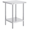 Stainless Steel Prep Table, 24 x 24 x 34 Inch, Heavy Duty Metal Worktable with 3 Adjustable Height Levels, Commercial Workstation for Kitchen Garage Restaurant Backyard