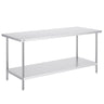 Stainless Steel Prep Table, 30 x 72 x 34 Inch, Heavy Duty Metal Worktable with 3 Adjustable Height Levels, Commercial Workstation for Kitchen Garage Restaurant Backyard