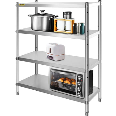 Stainless Steel Shelving 48x24x59 Inch 4 Tier Adjustable Shelf Storage Unit Stainless Steel Heavy Duty Shelving for Kitchen Commercial Office Garage Storage 330lb Per Shelf