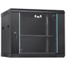 9U Wall Mount Network Server Cabinet, 15.5'' Deep, Server Rack Cabinet Enclosure, 200 lbs Max. Ground-mounted Load Capacity, with Locking Glass Door Side Panels, for IT Equipment, A/V Devices