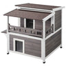 Outdoor Cat House 2-story Wooden Feral Cat Shelter with Balcony & Roof