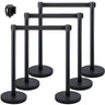 6 PCS Black Stanchion Posts Stainless Steel Stanchion Queue Post Black Belt Retractable 36In for Both Indoor and Outdoor use.