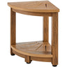 Corner Shower Bench, 16.5" Height 12.8" Radius, Faux Wood Grain Polystyrene, 350 LBS with Storage Shelf, Water Resistant, Shower Stool for Inside & Outside Shower, for Bathroom, Living Room