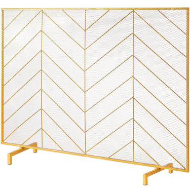 Fireplace Screen Single Panel, Sturdy Iron Mesh Fireplace Screen, 38.6"(L) x29.8"(H) Spark Guard Cover, Simple Installation, Free Standing Fire Fence Grate for Living Room Home Decor Modern