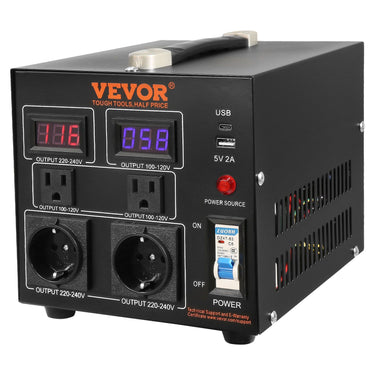 Voltage Converter Transformer, 2000W, Heavy Duty Step Up/Down Transformer, Convert from 110 Volt to 220 Volt and from 220 Volt to 110 Volt, with US Outlet EU Outlet 5V USB Port, CE Certified