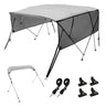 4 Bow Bimini Top Boat Cover, Detachable Mesh Sidewalls, 600D Polyester Canopy with 1" Aluminum Alloy Frame, Includes Storage Boot, 2 Straps, 2 Support Poles, 8'L x 54"H x 79"-84"W, Light Grey