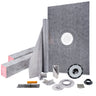 Shower Curb Kit, 48"x72" Watertight Shower Curb Overlay with 4" ABS Central Bonding Flange, 4" Stainless Steel Grate, 2 Cuttable Shower Curb and Trowel, Shower Pan Slope Sticks Fit for Bathroom