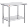 Stainless Steel Prep Table, 35 x 24 x 31 Inch, 700 lbs Load Capacity, Heavy Duty Metal Worktable with 3 Adjustable Height Levels, Commercial Workstation for Kitchen Garage Restaurant Backyard