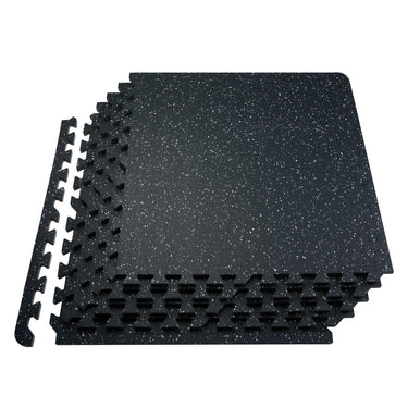 6 PCS 0.56" Thick Gym Floor Mats, 24"x24" EVA Foam & Rubber Top Interlocking, with 24 sq.ft Coverage, Waterproof Exercise Puzzle Flooring for Gym, Home, Garage, Basement, Black & White
