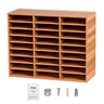 27 Compartments Wood Literature Organizer, Adjustable Shelves, Medium Density Fiberboard Mail Center, Office Home School Storage for Files, Documents, Papers, Magazines, Oak
