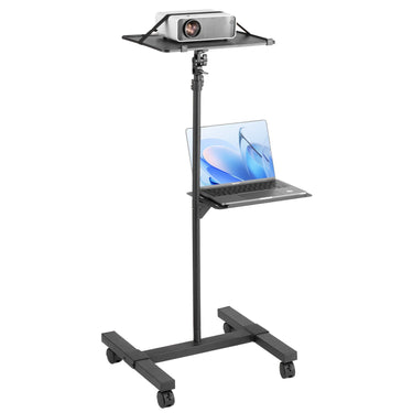 Projector Floor Stand Adjustable Height from 22.8 to 57.3 in, DJ Equipment, Projector Mount with Tray, Ideal for Outdoor Movies, Office and Stage, Max Load Capacity 88 lbs With Wheels, Black