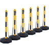 Adjustable Traffic Delineator Post Cones, 6 Pack, Traffic Safety Delineator Barrier with Fillable Base 8FT Chain, for Traffic Control Warning Parking Lot Construction Caution Roads, Yellow&Black