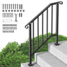 2-3 Step Handrails for Outdoor for Seniors Porch Deck Black Retro Arch