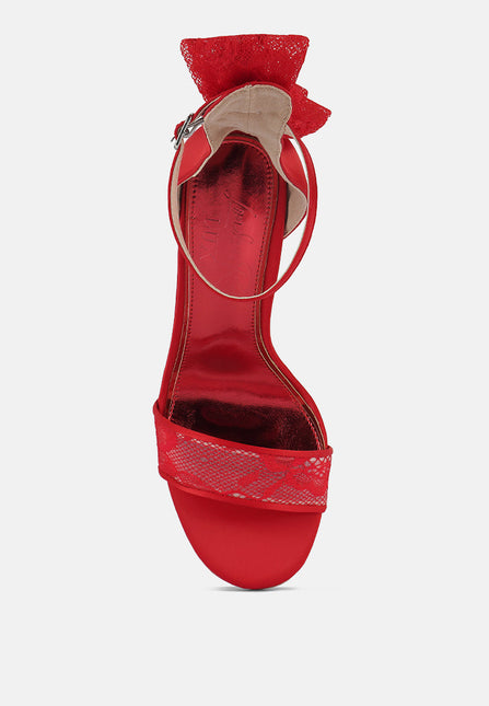 delancy bow detail lace stiletto sandals by London Rag