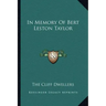 In Memory Of Bert Leston Taylor
